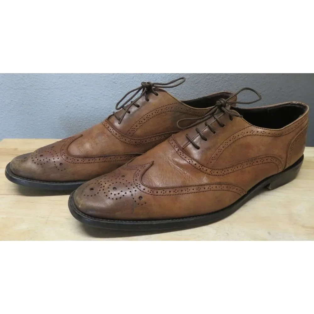 Mens To Boot New York Brogue Leather Dress Shoes‎ Italy Brown Wing Tip Size 11